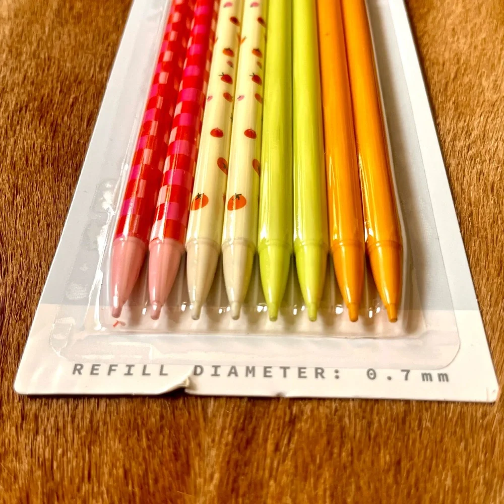 🏷️🎉🆕 aesthetic kawaii mechanical pencils with erasers set of 8 plaid& food print